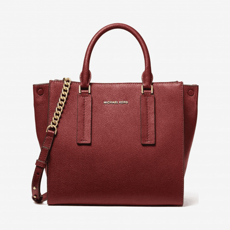 Michael Kors Alessa Pebbled Ladies Large Wine Red Leather Satchel Bag 30S9G0AS3T-626