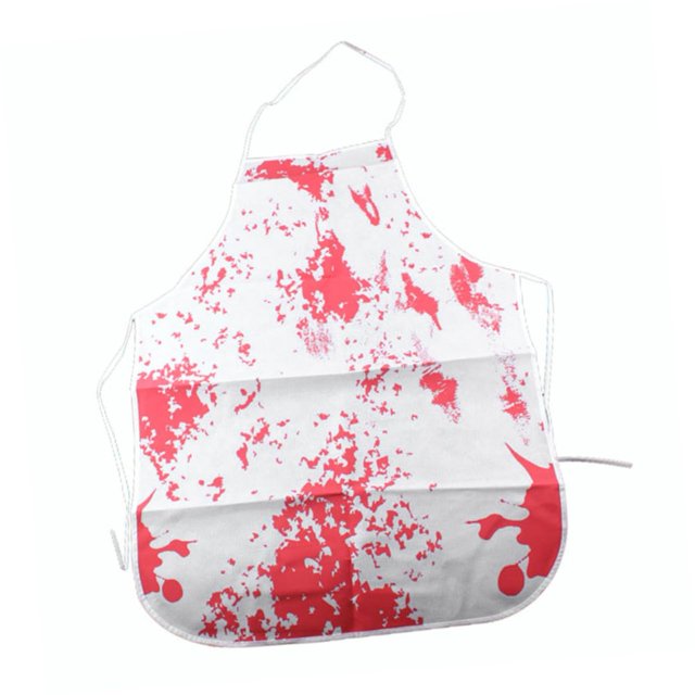 Delantal de carnicero con estampado salpicado de sangre realista para suministros de fiesta de cosplay, decoraciones de cocina para el hogar
