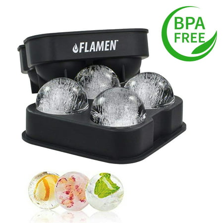 Ice Ball Maker Tray/Molds - Round Ice Ball Spheres Great for Parties Whiskey and all Cold Beverages Premium Bar Accecsory - Kitchen (Best Whiskey Ice Ball Maker)