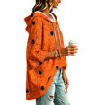 thumbnail image 4 of FGVCTG Halloween Sweatshirts for Women Drawstring 3/4 Sleeve Halloween Hoodie Ghost Graphic Spooky Oversized Pullover Hoodies Saffron 3XL, 4 of 6
