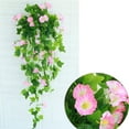 thumbnail image 3 of Visland Artificial Vines Morning Glory Hanging Plants Silk Garland Fake Green Plant Home Garden Wall Fence Stairway Outdoor Wedding Hanging Baskets Decor, 3 of 7