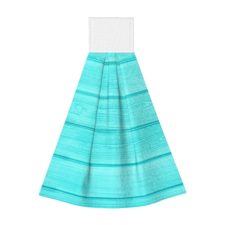 

Zufioo Turquoise Wooden Print Coral Fleece Velcro Hand Towel Hangable Absorbent Hand Towel Suitable for Kitchen Bathroom Household Items