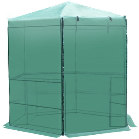 Outsunny 6.5' x 7.5' 3-Tier 10 Shelf Outdoor Portable Walk-In Hexagonal Greenhouse Kit
