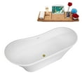 thumbnail image 4 of 67" Streamline B-320-93-BGL Soaking Freestanding Tub and Tray With Internal Drain in Brushed Gold, 4 of 10