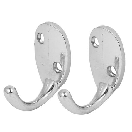 Single Wardrobe Hook - Uxcell Wardrobe Cabinet Closet Zinc Alloy Single Hook Wall Hanger Silver Tone 2Pcs