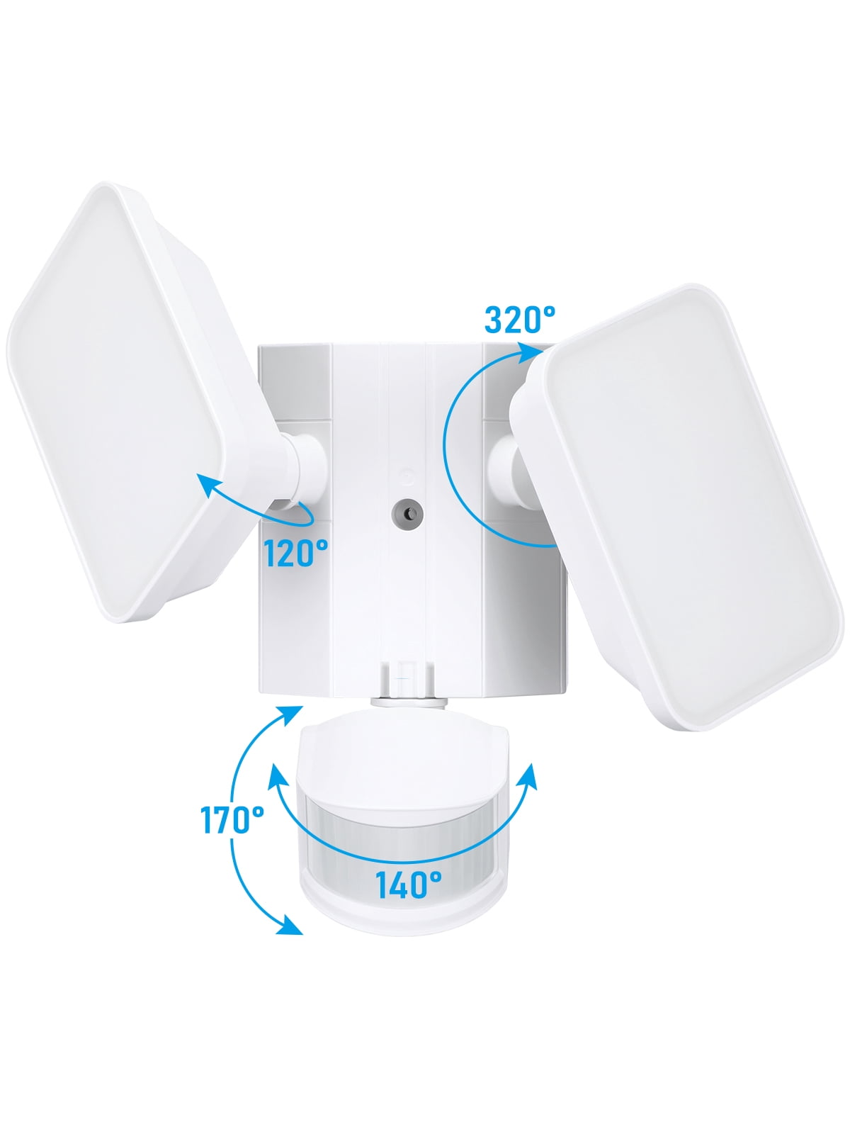 4 Pack LED Flood Light with GFCI Outlets, Motion Sensor & Dusk to Dawn Security Lamp Outdoor, Adjustable 2-Head, 5000K Daylight, White