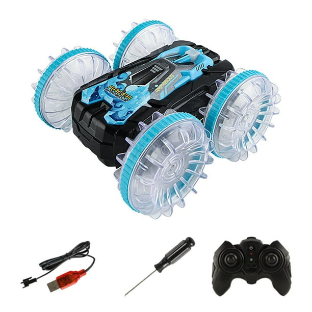 Coche RC, vehículo eléctrico impermeable, juguete para niños, regalos navideños Azul