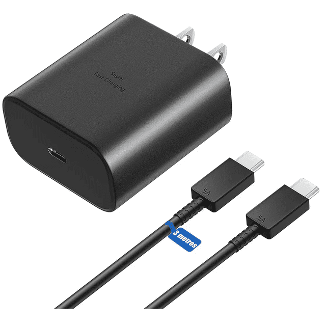 Cargador Carga Rápida Tipo C 45W para Samsung S23 Ultra S23 Negro BLOOSOM