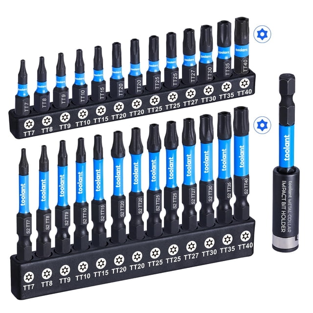 toolant Impact Torx Bit Set 27pcs (TT7-TT40), S2 Steel Security Torx Bit Set, Tamper Proof Star Bit