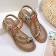 thumbnail image 5 of OAVQHLG3B Women's Sandals on Bohemian Flat Flower Rhinestone Sandals Outer Beach Sandals, 5 of 8
