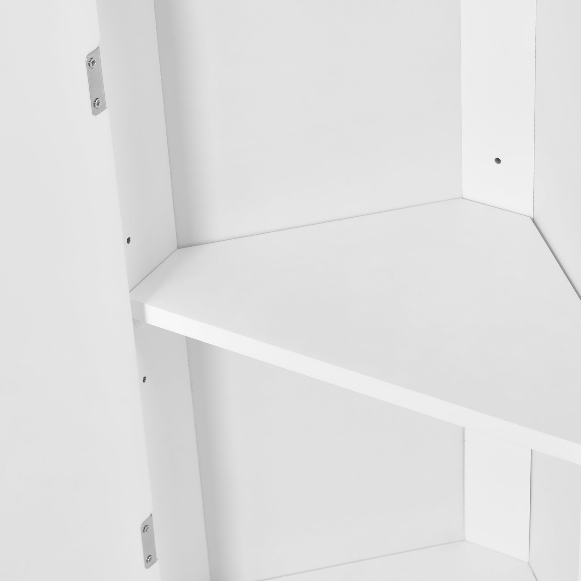 EUROCO 66.9" H Tall Corner Cabinet,Multi-Functional Corner Cabinet Tall Bathroom Storage Cabinet with Two Doors and Adjustable Shelves,Open Shelf,Space-Saving Design,White