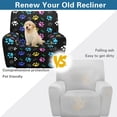 thumbnail image 4 of HELLHERO Dog Paw Print Recliner Sofa Cover 1 Seater Lazy Boy Chair Covers for Reclining Chair with Storage Pockets, 4 of 8