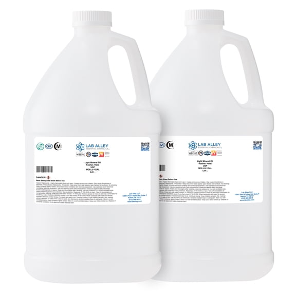 Lab Alley Light Mineral Oil, USP Grade, 2 Gallons, Kosher, Halal, Multipurpose Lubricant, Laxative, and Non-Conductive Coolant