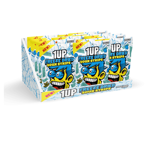 1UP Candy Freeze Dried Blue Raspberry Sour Strips for Office