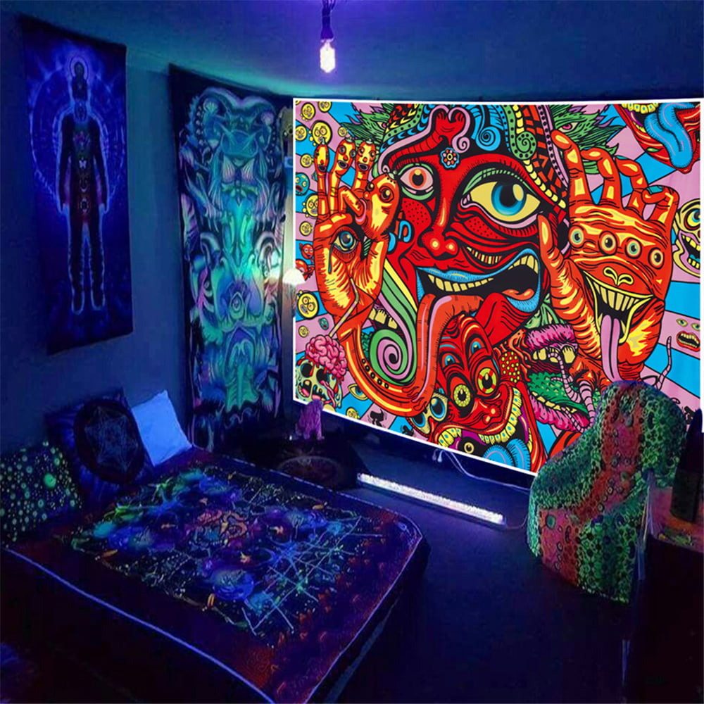 curso barato soltero Goory Blacklight Mandala Psychedelic Tapestries Hippie Bedroom Decor  Tapestry Blanket Trippy Background Wall Hanging 09 200*150cm/79"x59" -  Walmart.com