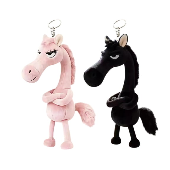 Horse Keychain, 2026 New Year of Horse Mascot Keychain, Stubborn Horses Plush Hanging Ornament for Bag, Cold Face Horses Pendant Wearing Scarf, Funny Couple Keychains