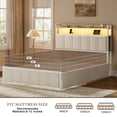 thumbnail image 4 of GUNAITO Queen Bed Frame with Storage Headboard, 2 Drawers Platform Upholstered LED Bed Frame with USB Ports & Outlets Beige, 4 of 9
