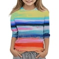 thumbnail image 2 of Sentmoon Chandail Décontracté pour Filles, Blouse Ample, Manches 3/4, Col Rond, Hauts Rayés, T-Shirt Tendance, Vêtements pour Filles 4-12 Ans, Articles en Liquidation, Rouge Melon D\'eau, 4 Ans, 2 of 5