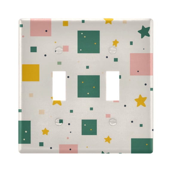 Yayeee Toggle Light Switch Wall Plate 2-Gang 4.56"x4.48" Decorative Outlet Cover, Green Abstract Pattern