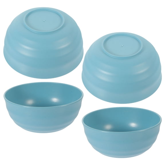 FOMIYES 4Pcs Wheat Straw Rice Bowls Blue Unbreakable Reusable Bowls for Home Kitchen Tableware