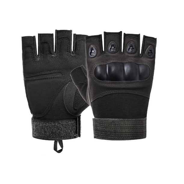 Greeniant 1 par de guantes de medio dedo para montañismo, caza, levantamiento de pesas, guantes acolchados transpirables sin dedos, equipo para deportes Negro L Greeniant OD027055-02
