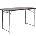 thumbnail image 3 of Emma + Oliver 4-Foot Height Adjustable Bi-Fold Brown Plastic Folding Table with Handle, 3 of 13
