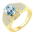 thumbnail image 2 of Gold Over Sterling Silver with Natural Aquamarine and White Topaz Halo Ring, 2 of 4