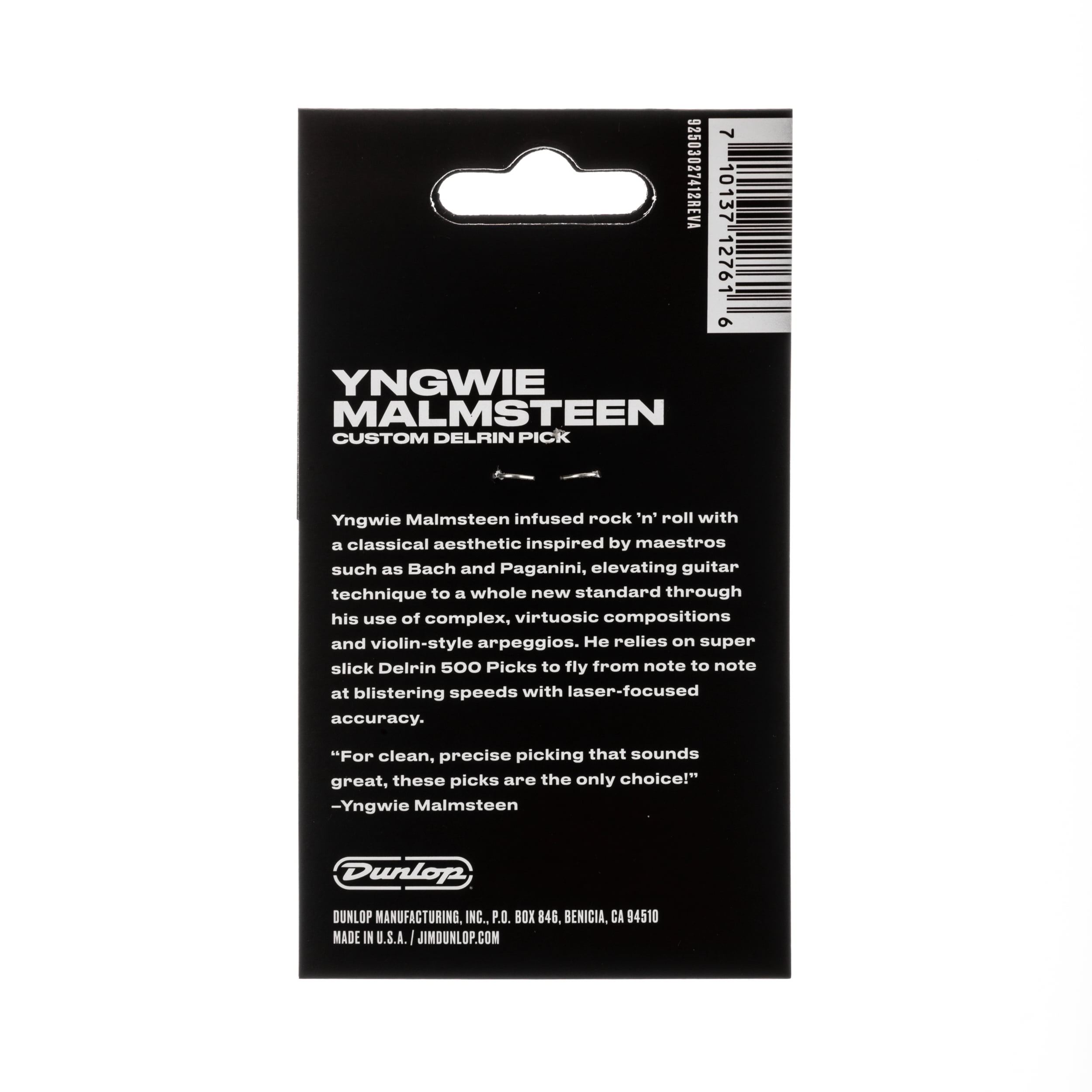 Dunlop Guitar Picks Yngwie Malmsteen Custom Delrin 1.5mm White 12-Pack