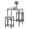 thumbnail image 1 of 3-Piece Natural Wood Bar Table Set for 2 - Kitchen, Living Room & Small Space Dining | Industrial Style with Stools & Footrest, 1 of 7