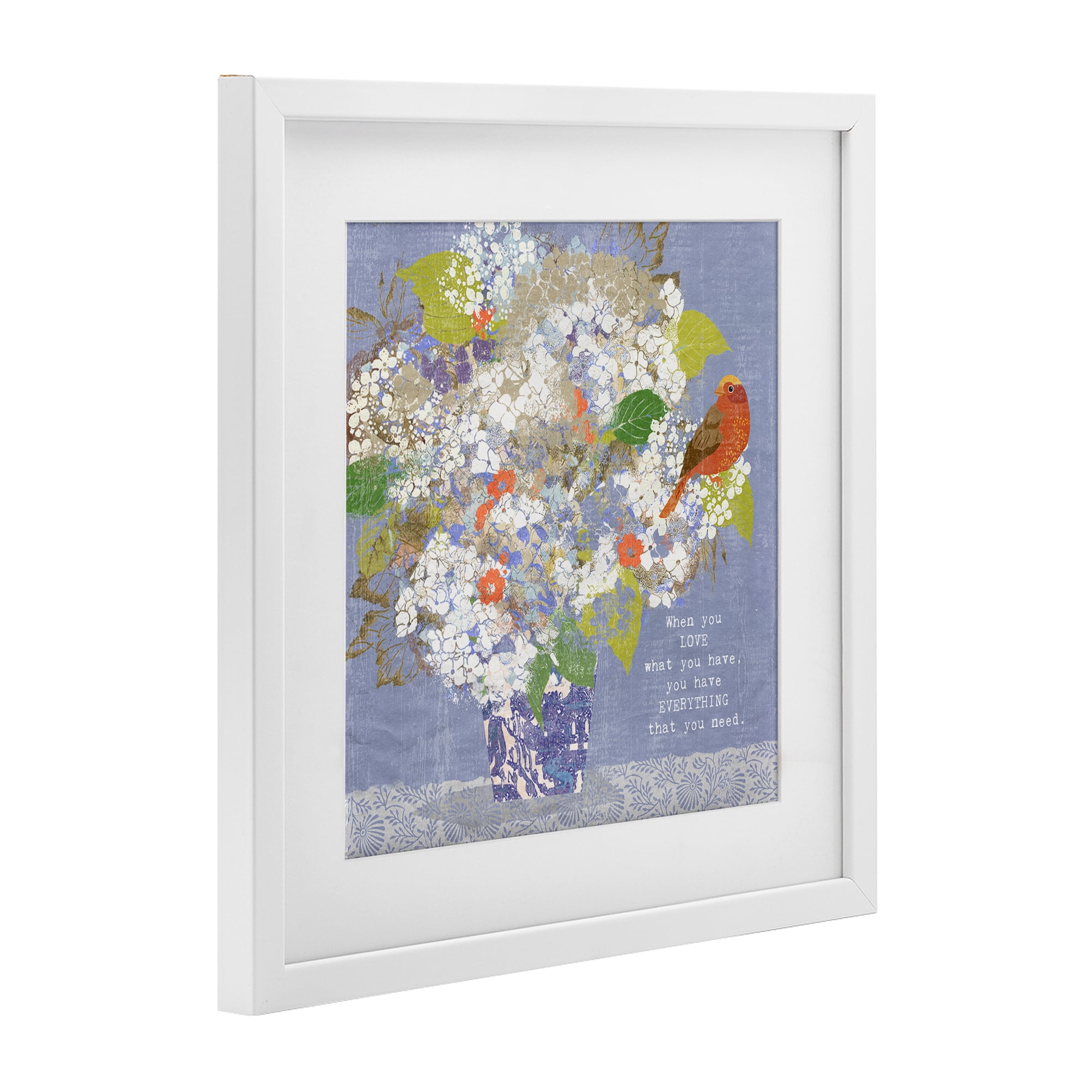 Stupell Industries Floral Inspiration On Love White Framed Print Under Glass, design by Suzanne Nicoll
