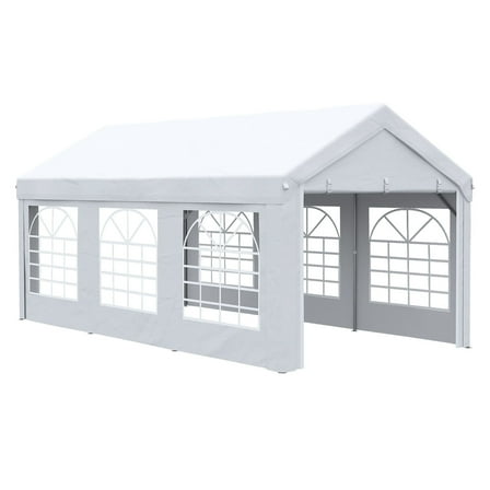20x10 ft Carport Party Tent, Outdoor Canopy Portable Garage w/ Sidewalls & Windows