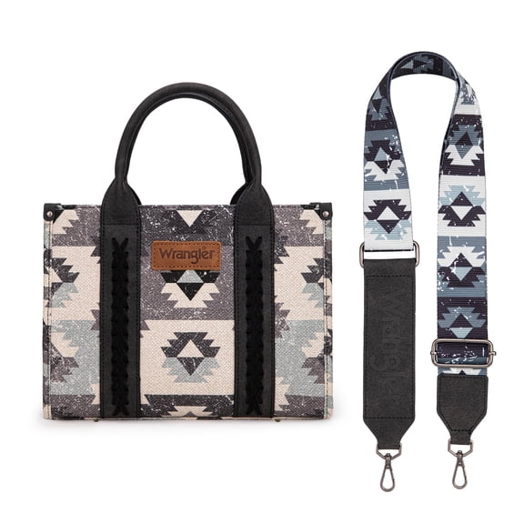 Montana West Women's Wrangler Purse - Stylish Western Aztec Tote Bag with Guitar Strap Boho Chic Design for Every Occasion, Black