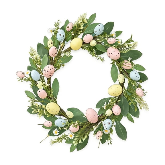 Spring Summer Wreath, 12.5 In Hanging Artificial Flower Wreath For Front Door Decorations For Easter Home Office Farmhouse Party Decor