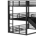 thumbnail image 3 of YDSM Full over Full over Full Bunk Bed with Slide, Metal Triple Bunk Bed with Safety Guardrails, Heavy-duty Bunk Bed with Noise-reduced Design, Black, 3 of 6