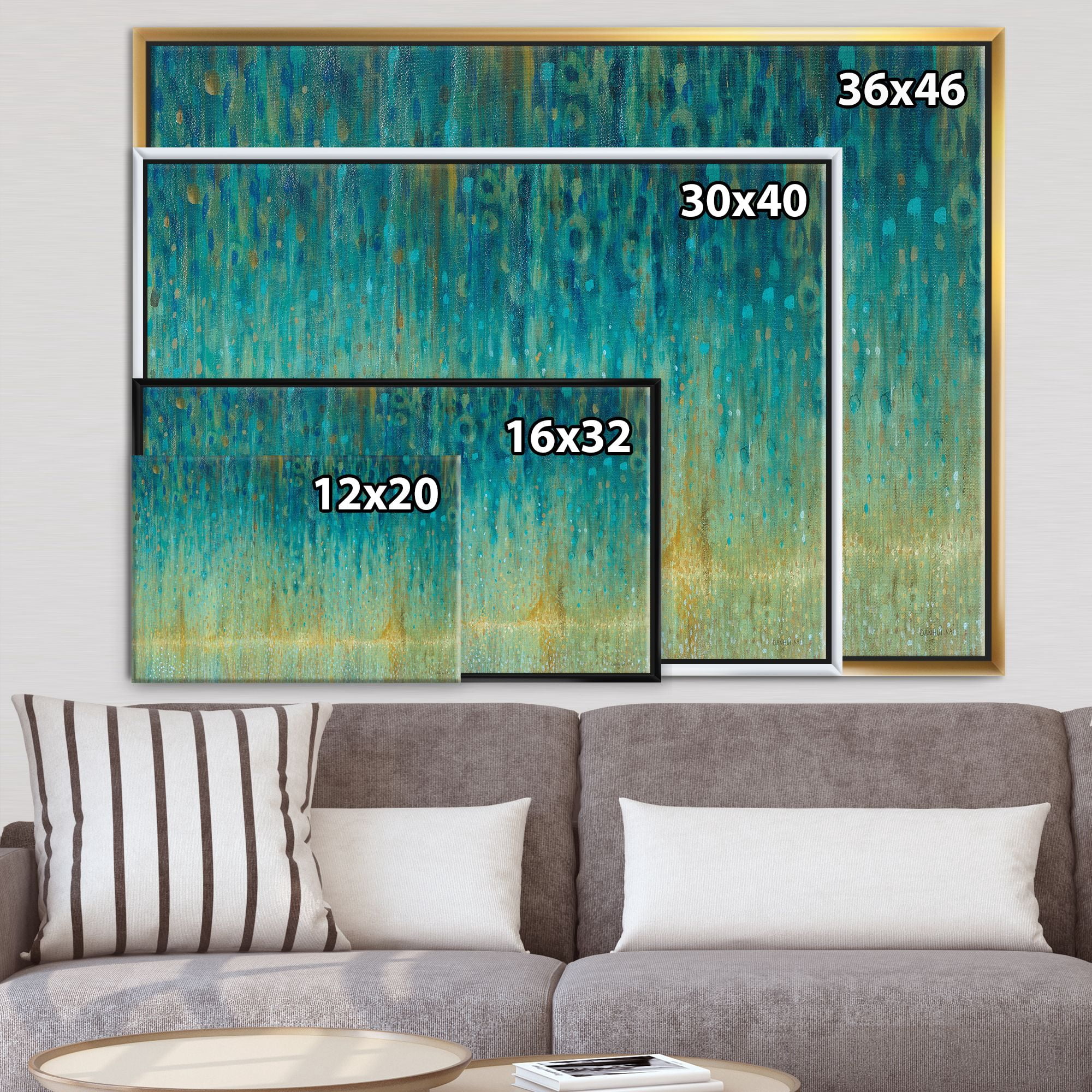 Designart ' Rain Abstract Panel ' Modern & Contemporary Framed Canvas