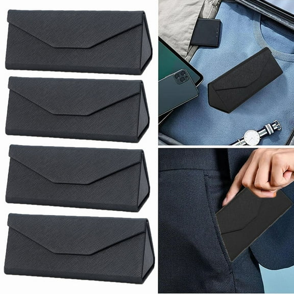 4 Pack Glasses Case for Men and Women - Magnetic Folding Hard Shell Sunglass Holder - Inspired by Solid Color