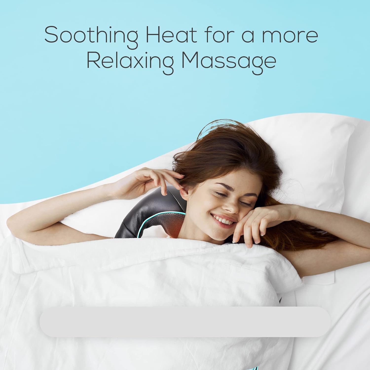 Neck and Back Massager with Soothing Heat, Electric Deep Tissue Kneading Massage Pillow for Neck, Back, Shoulder, Leg, Body Muscle Pain Relief, at Home, Office, or Car Use - Blue