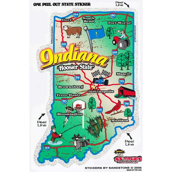 Indiana State Map Die Cut Sticker