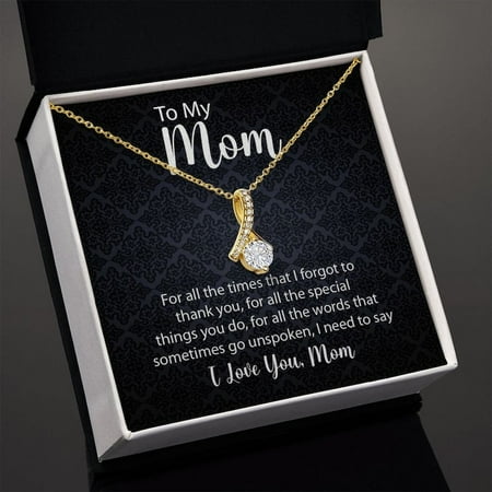 Jewelry, Necklace, Message Card, Mother's Day Gift, Square Pattern, Alluring Beauty Necklace Gift, To Mom From Daughter Son, White Alluring Necklace