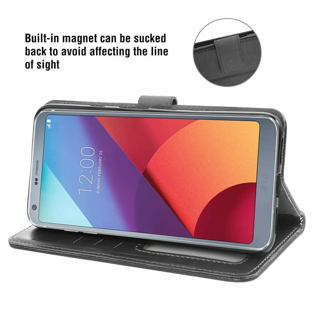Mobile Phone Cover for Lg G8, Cover Premium Pu Leather Tpu Flip Cover Magnetic Closure Card Compartment Stand Function Wallet with Lanyard Protective Cover