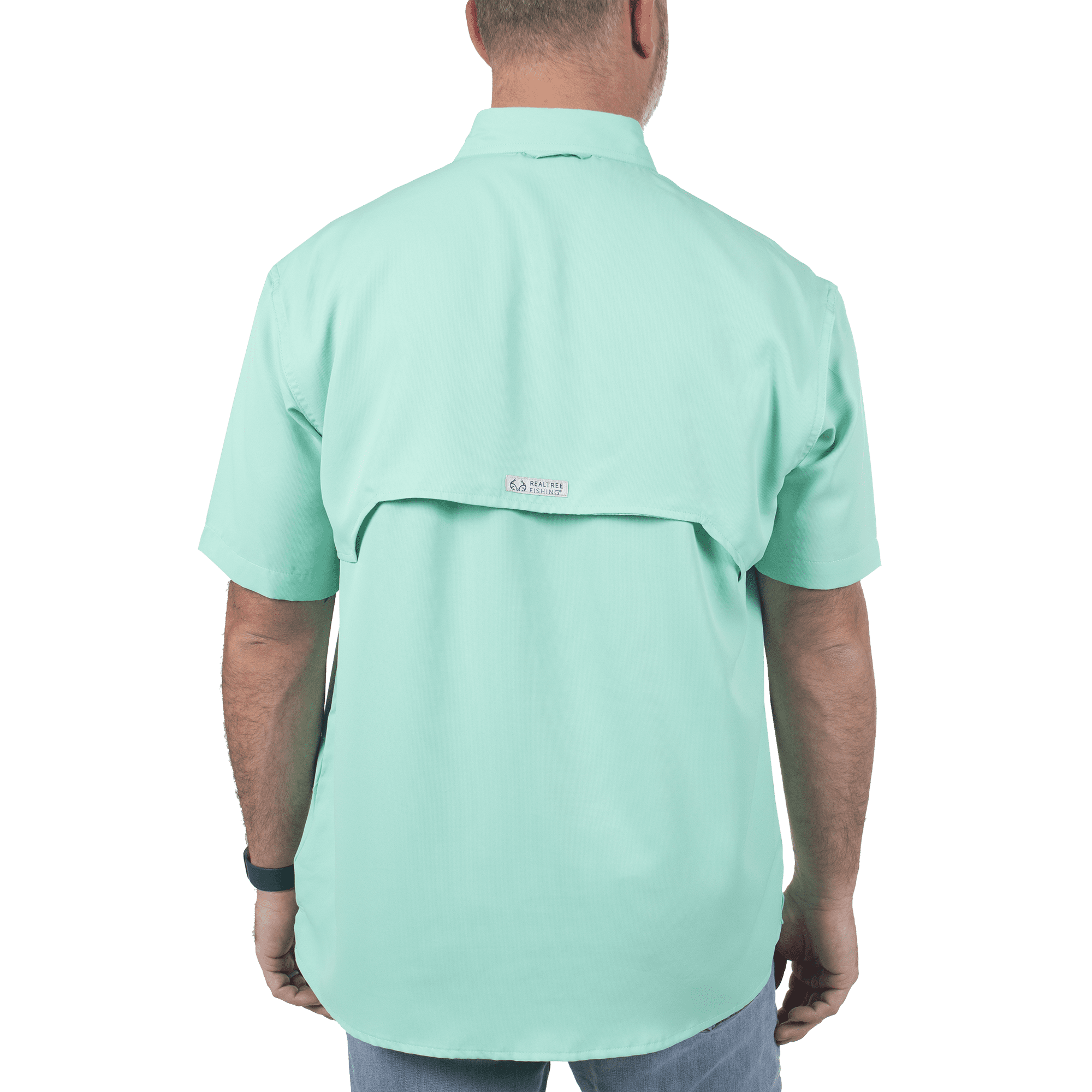 Realtree Opal Green Mens Short Sleeve Fishing Guide Shirt- S