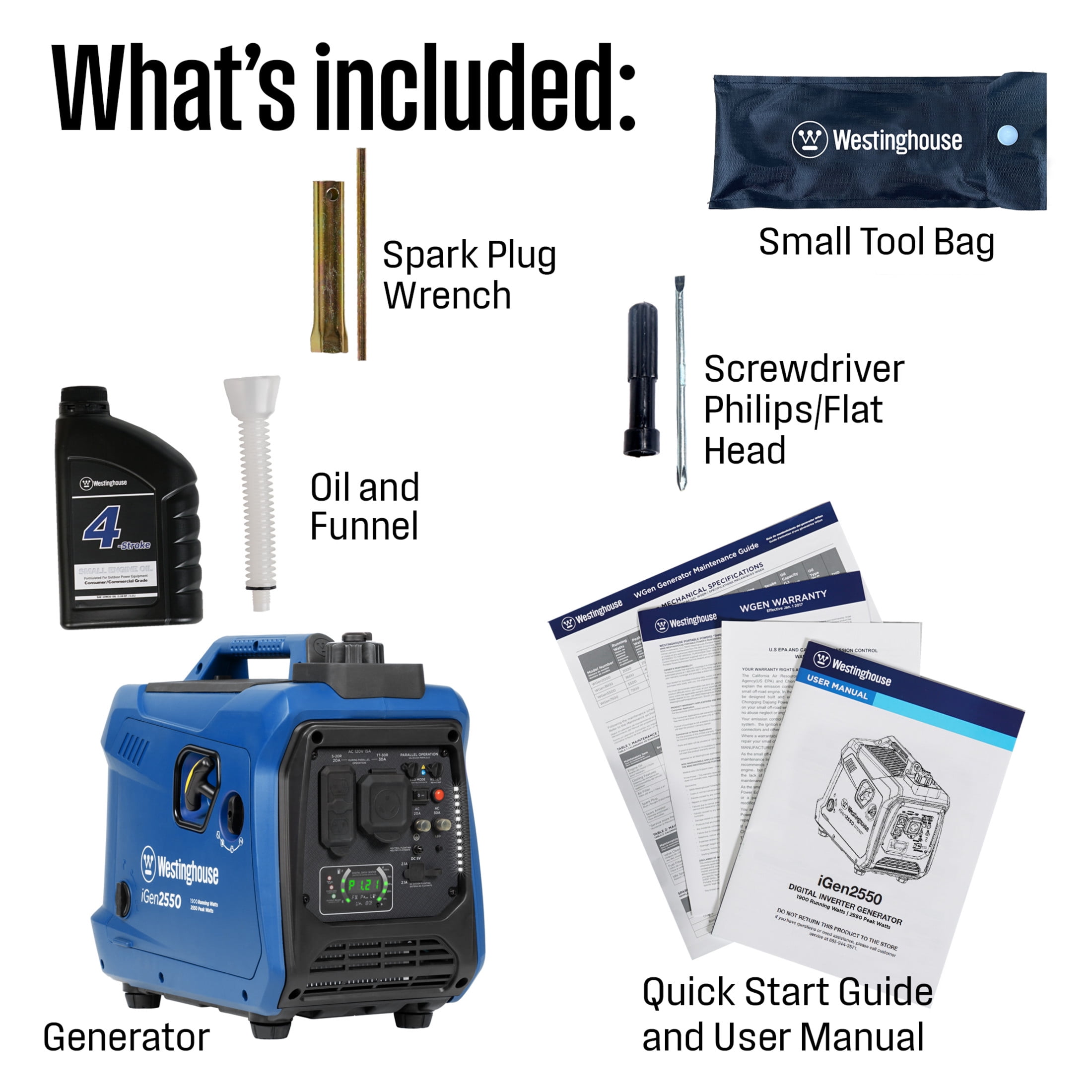 Westinghouse 2550 Peak Watt RV Ready, Gas Powered Portable Inverter Generator
