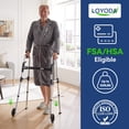 thumbnail image 2 of Andador Loyoda para personas mayores, ligero, compacto, plegable, con 2 esquís y 5 ruedas, altura ajustable, soporta hasta 169 kg, apto para FSA/HSA, color negro (andador con esquís), 2 of 5