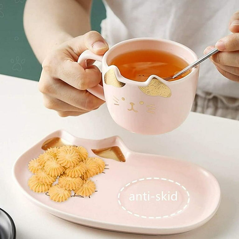 and Saucer Set, , Set, S, Porcelain Tea Set, for Women, Latte Cups - Pink, Size: 8.7X6CM