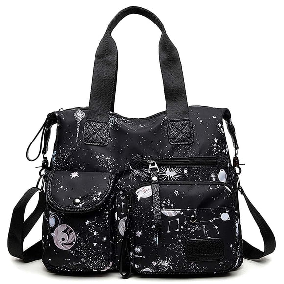 Bolsa de tela YouUo Floral Black de nailon impermeable para mujer