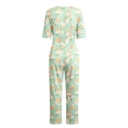 Sholeno Women Special Need Adaptive Clothing Short Sleeve Print Anti-Strip Jumpsuit for Elderly Alzheimer Dementia Light Green 3XL