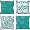 thumbnail image 1 of Pack of 4 Cushion Covers Geometric Pattern Decorative Cushion Cover Cotton Linen Pillowcases (50 x 50 cm, Green), 1 of 4