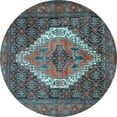 thumbnail image 1 of Ahgly Company Indoor Round Medallion Light Blue Traditional Area Rugs, 7' Round, 1 of 4