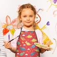 thumbnail image 2 of Colorful Dinosaur Red Pattern Kids Aprons for Girls and Boys,Adjustable Neck Strap Toddler Aprons for Kids Cooking Baking, 2 of 6