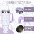 thumbnail image 3 of 40oz Purple Bow Tumbler with Handle Straw and Lid Bow-Knot Travel Coffee Tumbler Cup for Women Friend Holiday Birthday, 3 of 6